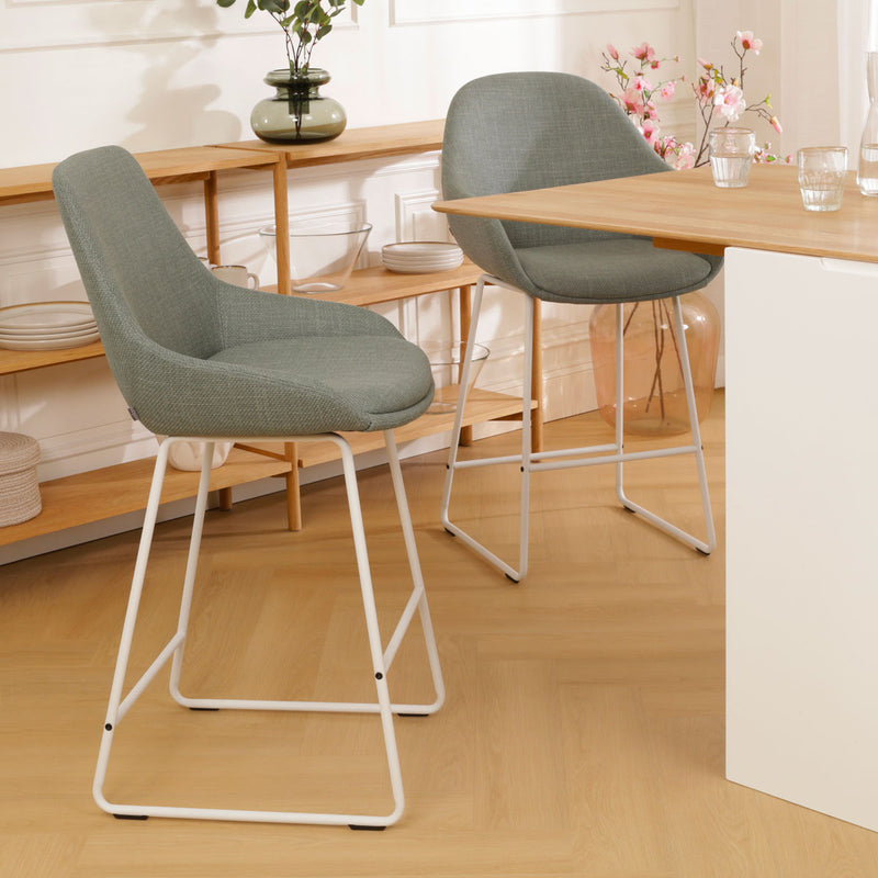 Nino-Isa barkruk saliegroen - wit onderstel - 65 cm