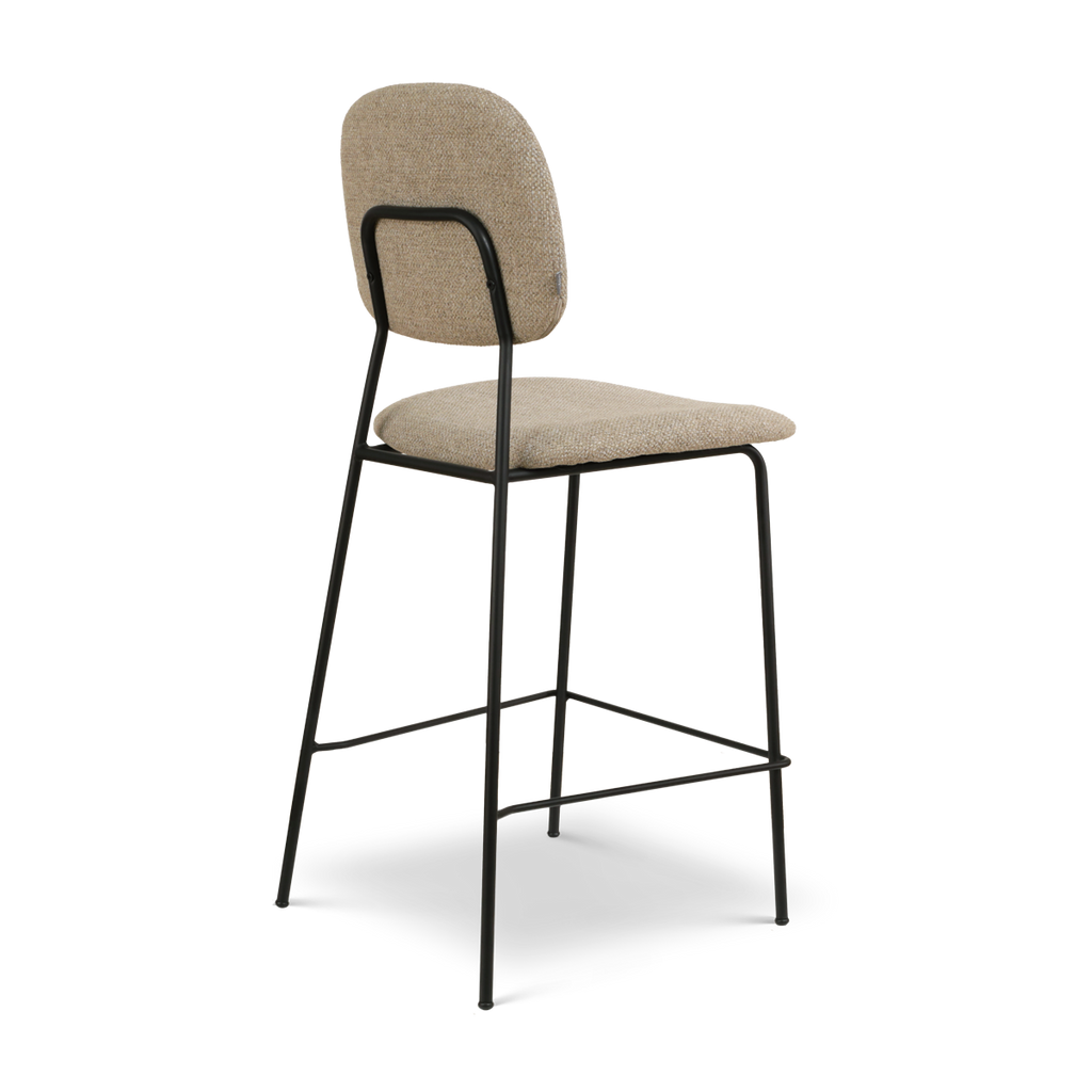 Jasmijn barkruk taupe melange - zwart onderstel - 65 cm