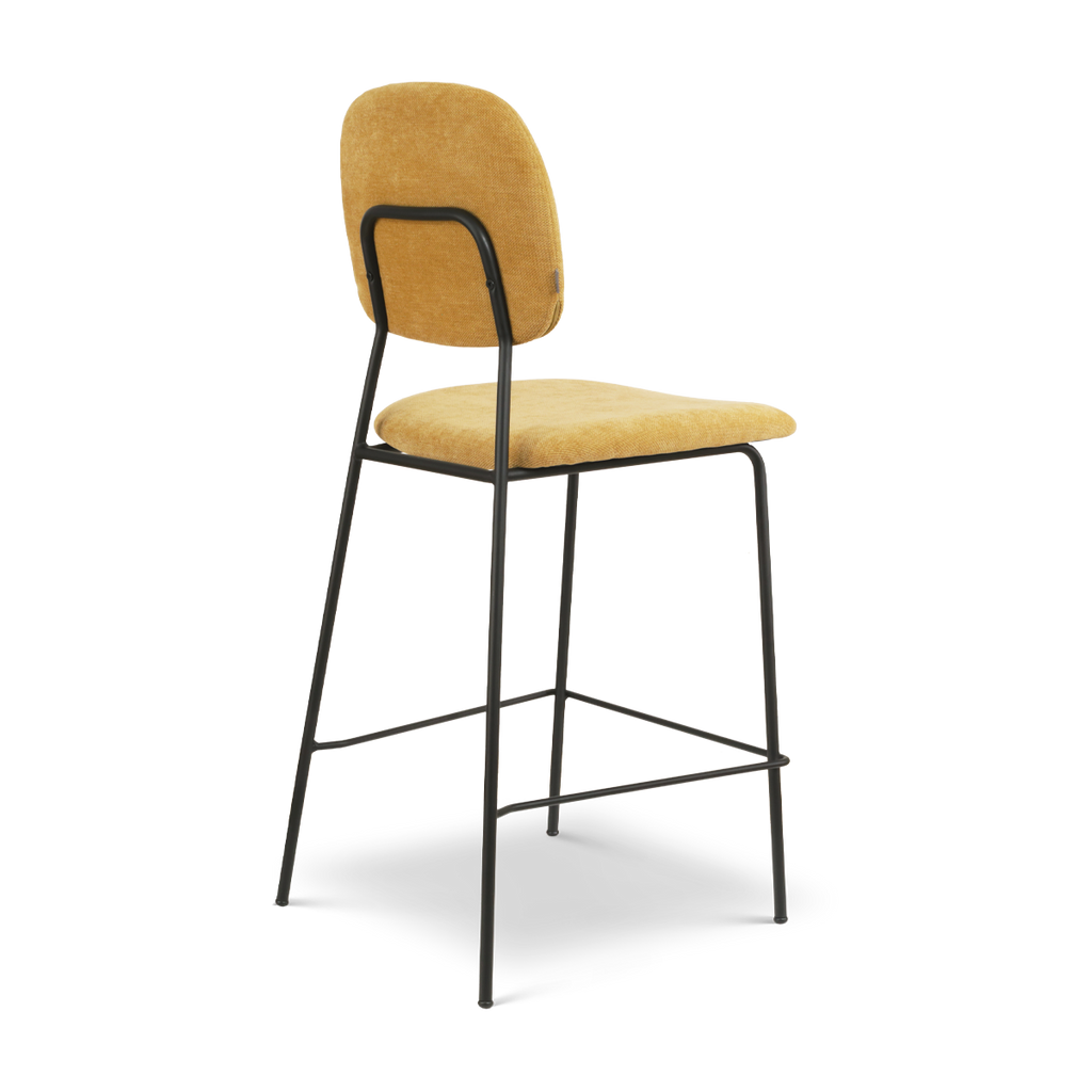 Jasmijn barkruk warm oker - zwart onderstel - 65 cm