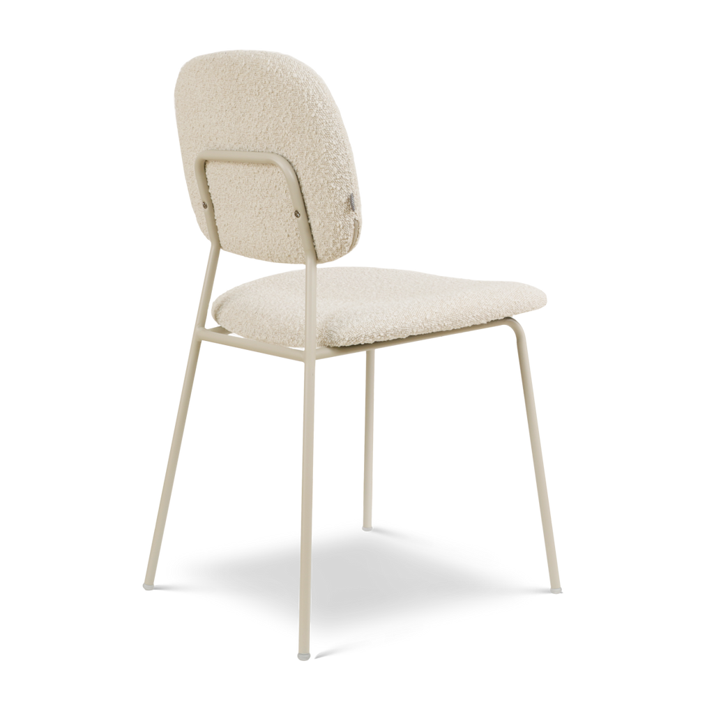 Jasmijn eetkamerstoel bouclé beige - grijsbeige onderstel