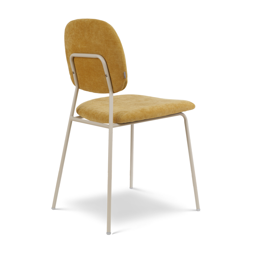 Jasmijn eetkamerstoel warm oker - grijsbeige onderstel
