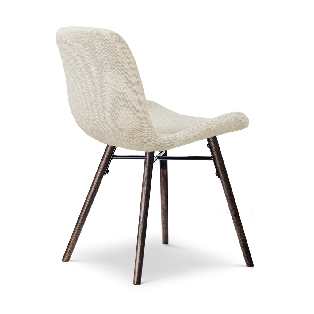 Nena-Fé eetkamerstoel cottonbeige - walnoot houten onderstel