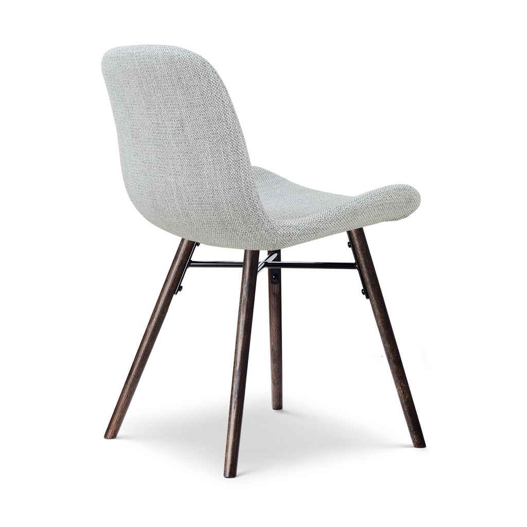 Nena-Fé eetkamerstoel grijs melange - walnoot houten onderstel