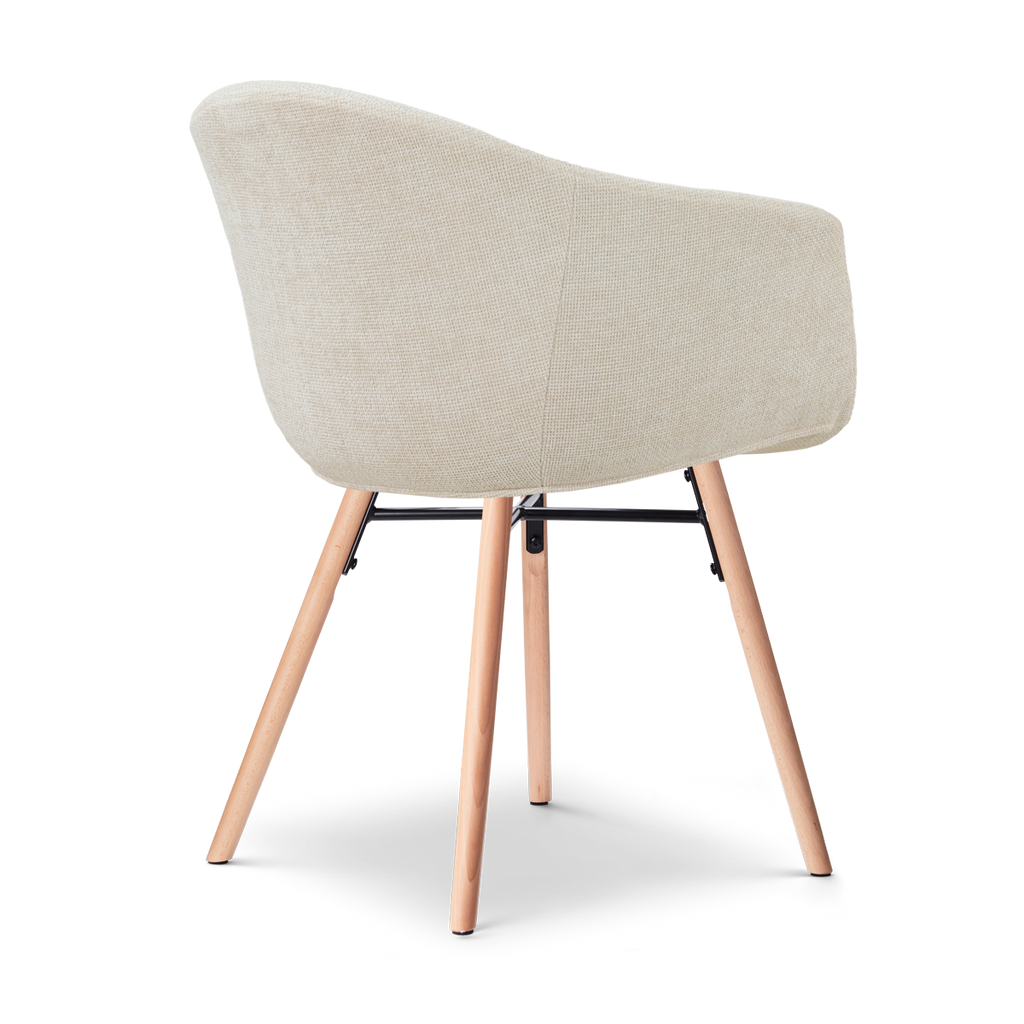 Nena-Otis eetkamerstoel cottonbeige - houten onderstel