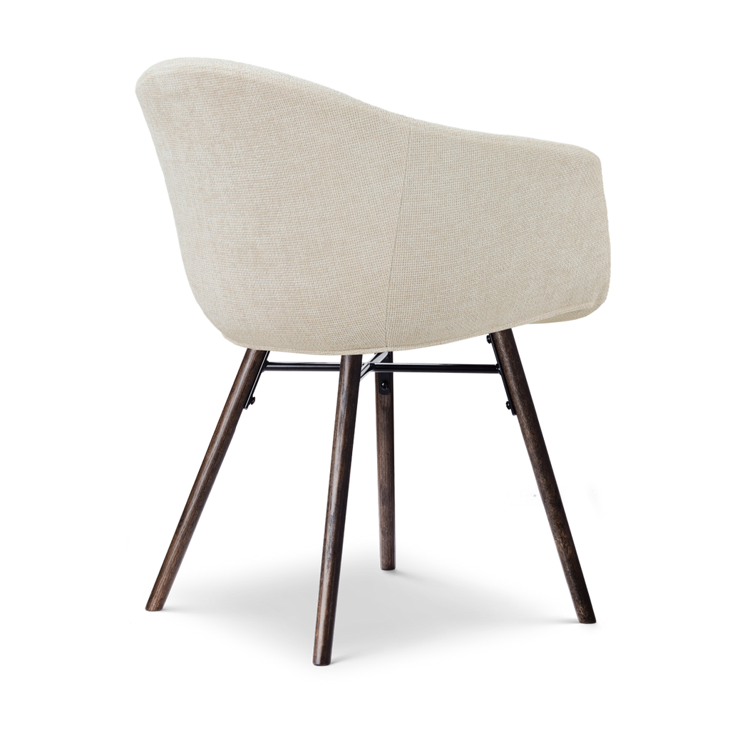 Nena-Otis eetkamerstoel cottonbeige - walnoot houten onderstel