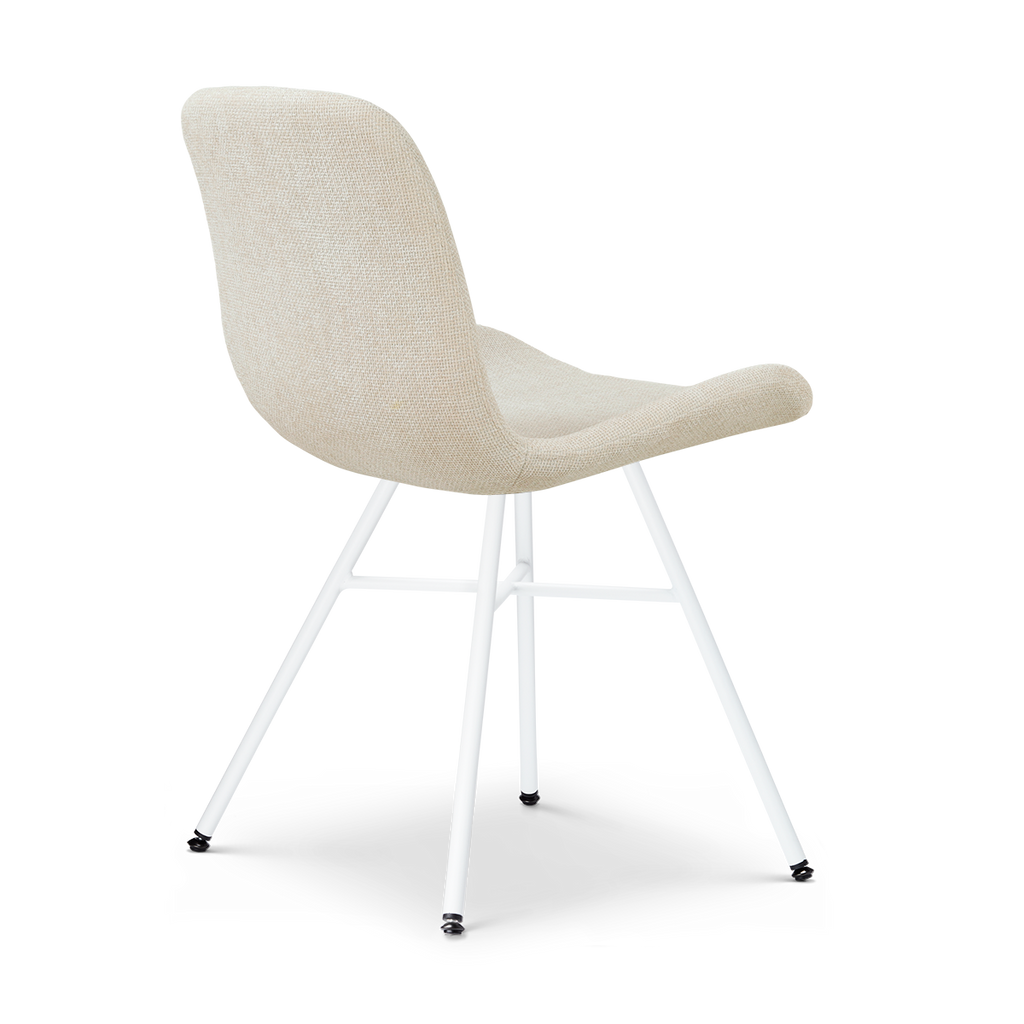 Noa-Fé eetkamerstoel cottonbeige - wit onderstel