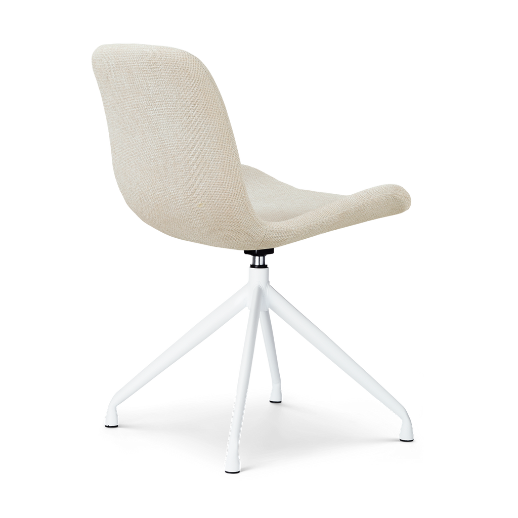 Nola-Fé draaibare eetkamerstoel cottonbeige - wit onderstel