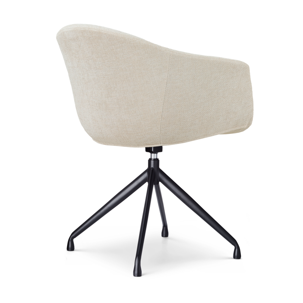 Nola-Otis draaibare eetkamerstoel cottonbeige - wit onderstel