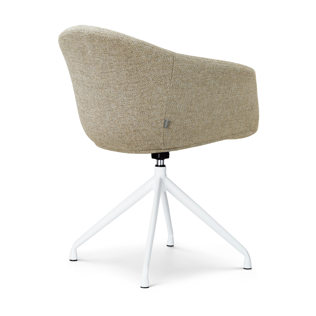 Nola-Otis draaibare eetkamerstoel taupe melange - wit onderstel