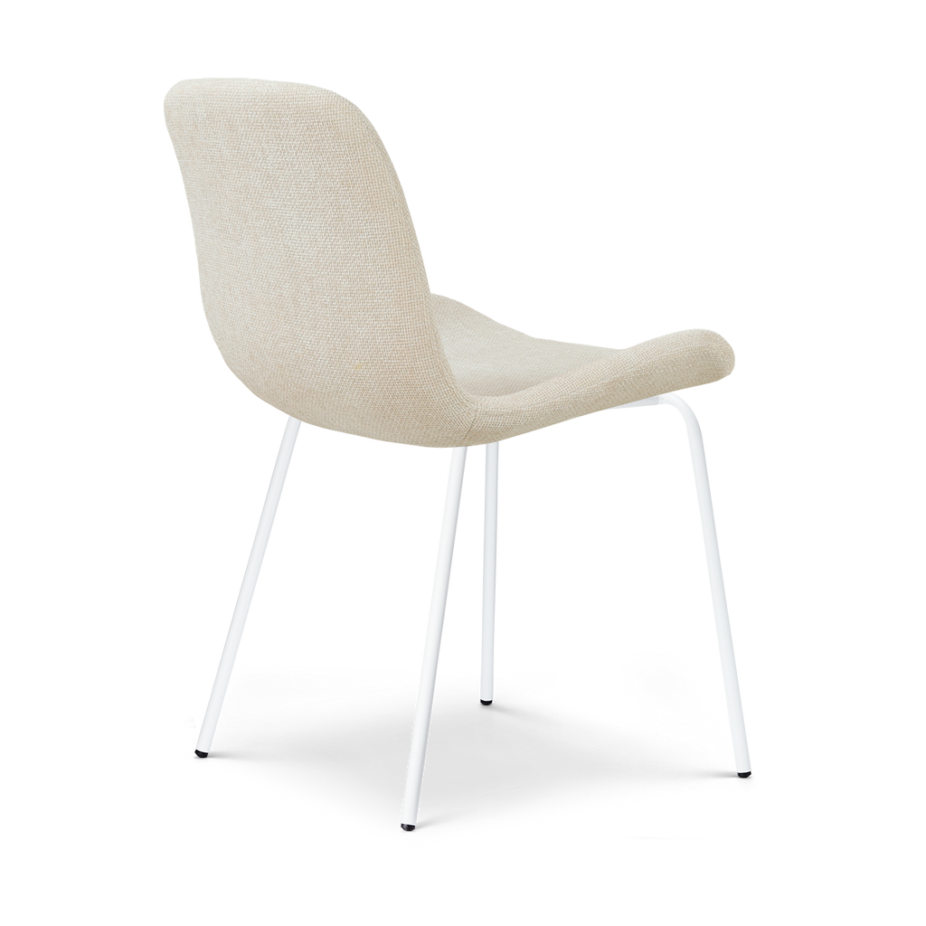 Nora-Fé eetkamerstoel cottonbeige - wit onderstel