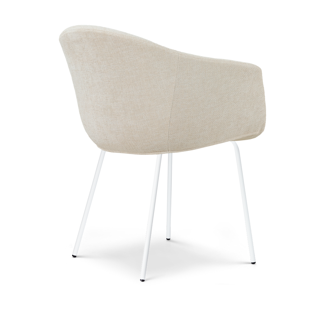 Nora-Otis eetkamerstoel cottonbeige - wit onderstel