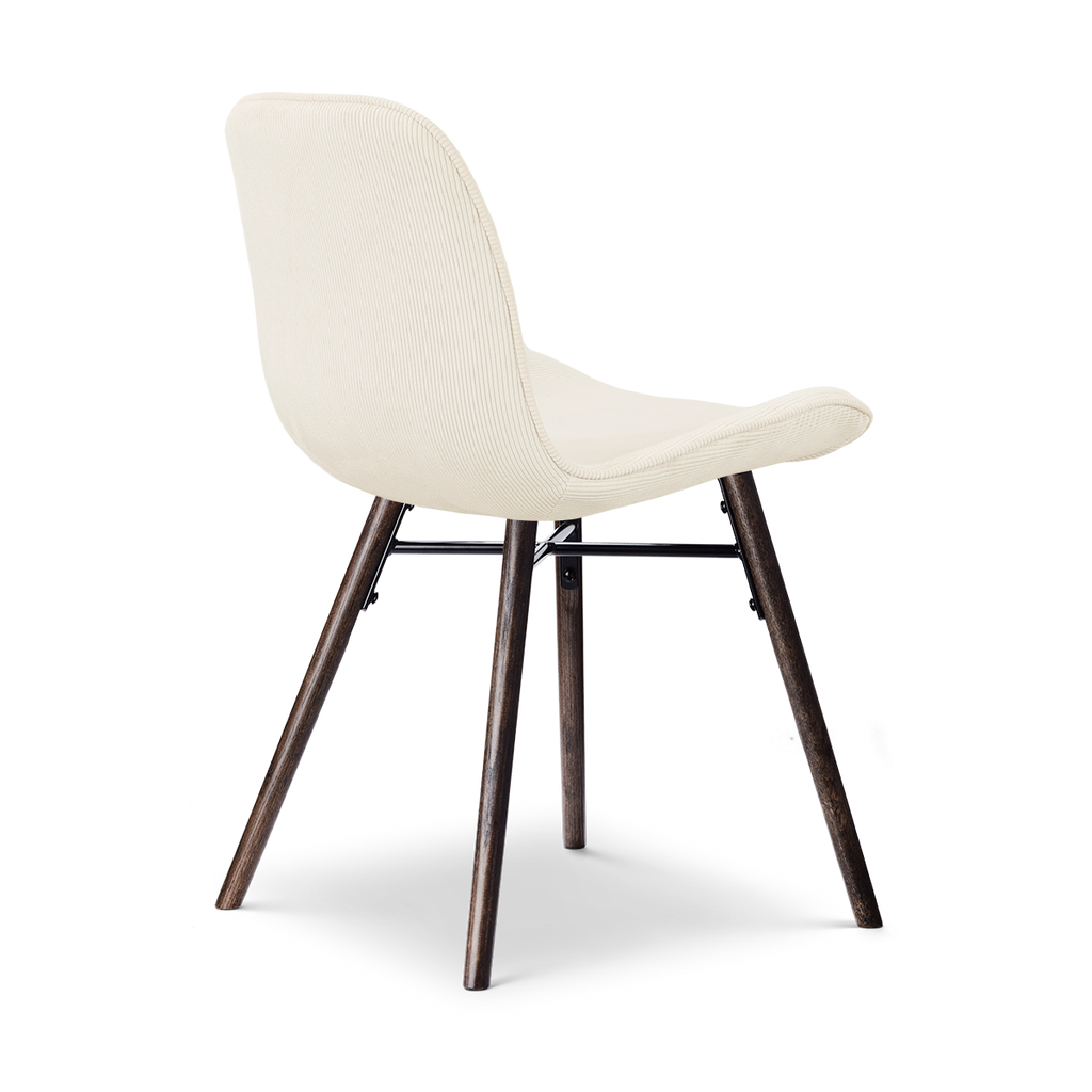 Nena-Fé eetkamerstoel rib beige - walnoot houten onderstel