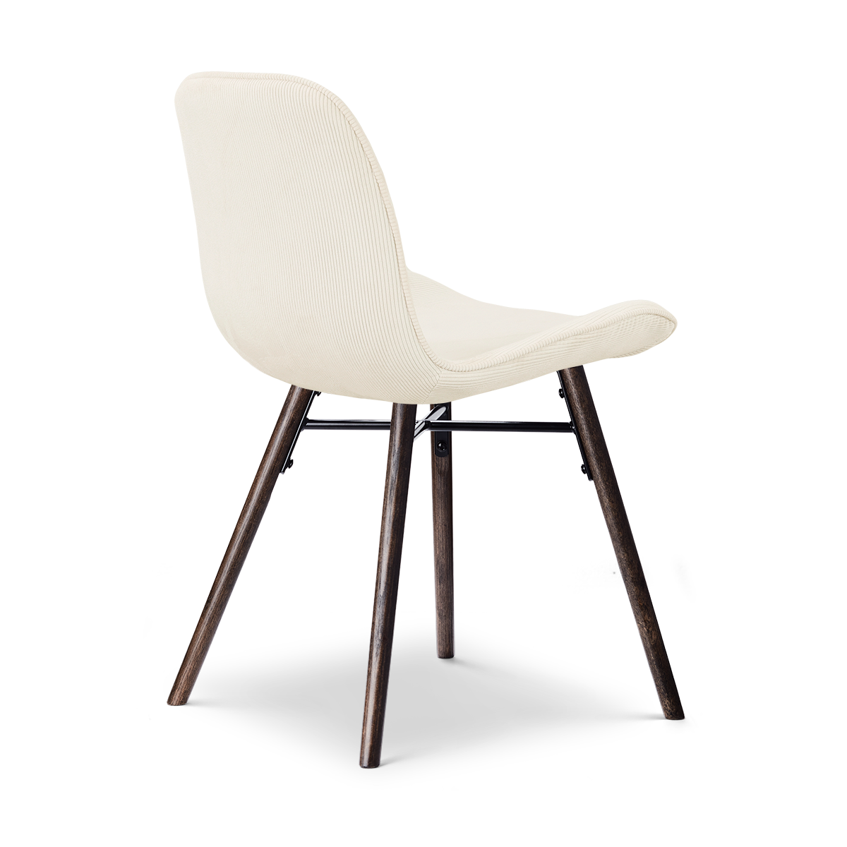Nena-Fé eetkamerstoel rib beige - walnoot houten onderstel
