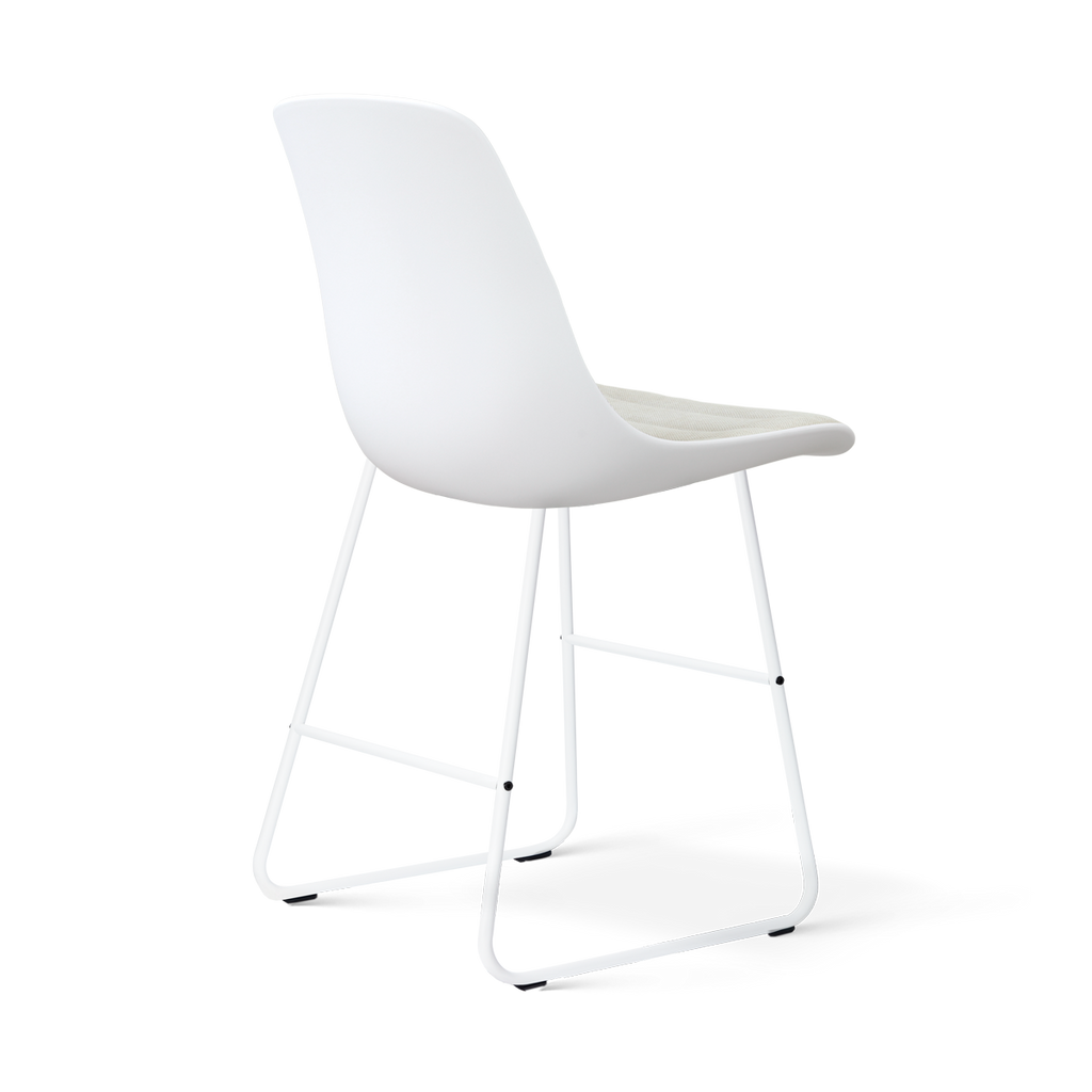 Nino-Liv barkruk wit met naturelbeige zitkussen - wit onderstel - 65 cm