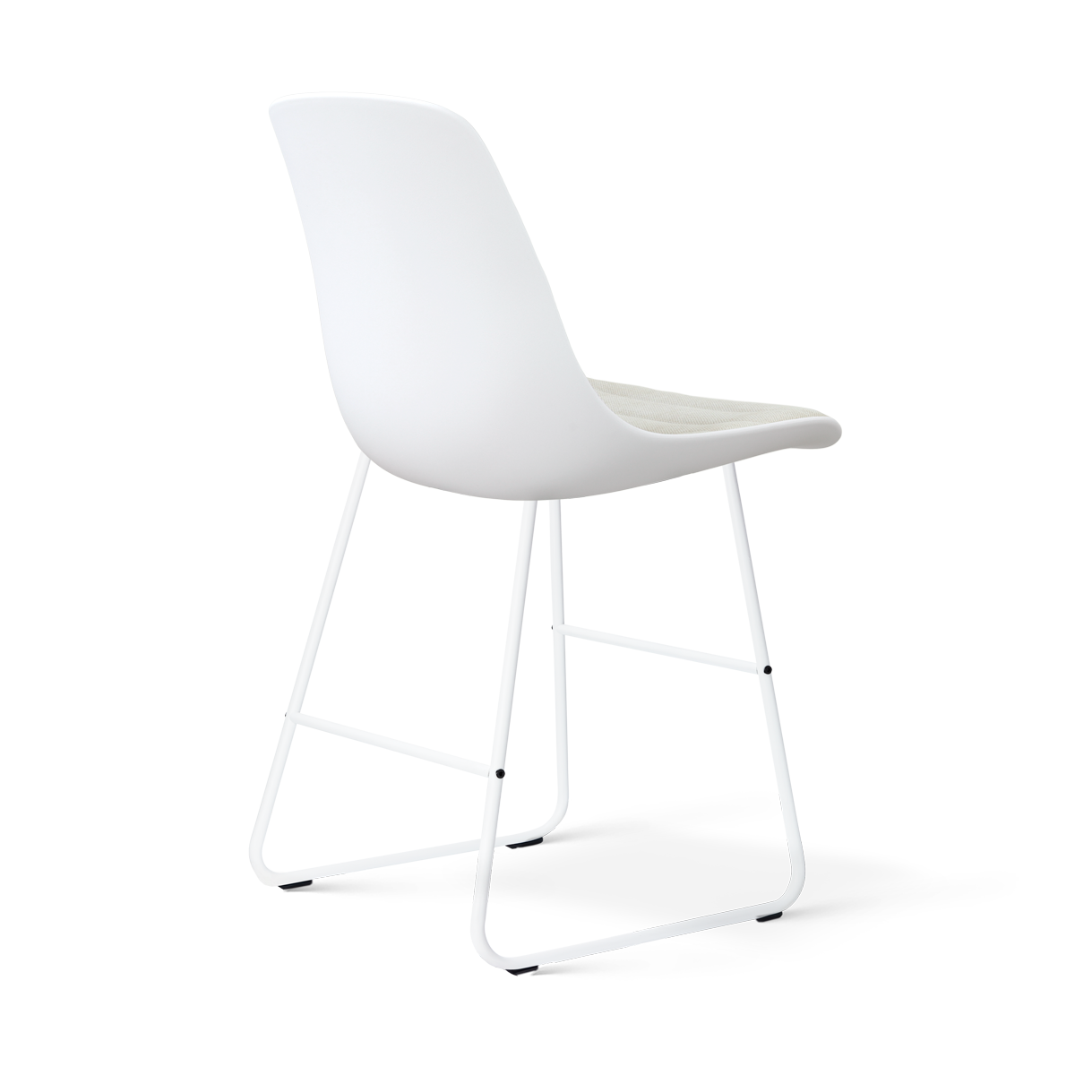 Nino-Liv barkruk wit met naturelbeige zitkussen - wit onderstel - 65 cm