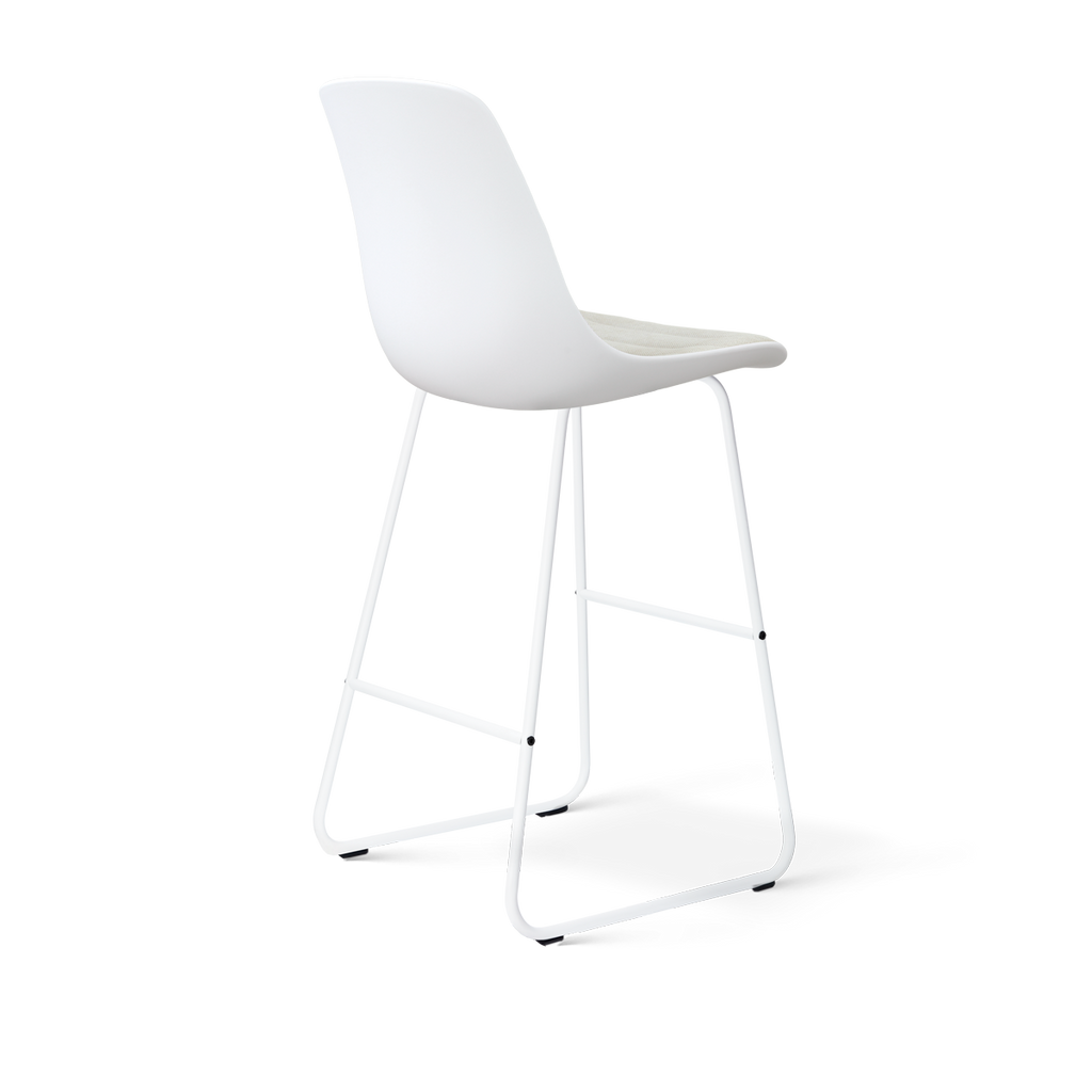 Nino-Liv barkruk wit met naturelbeige zitkussen - wit onderstel - 75 cm