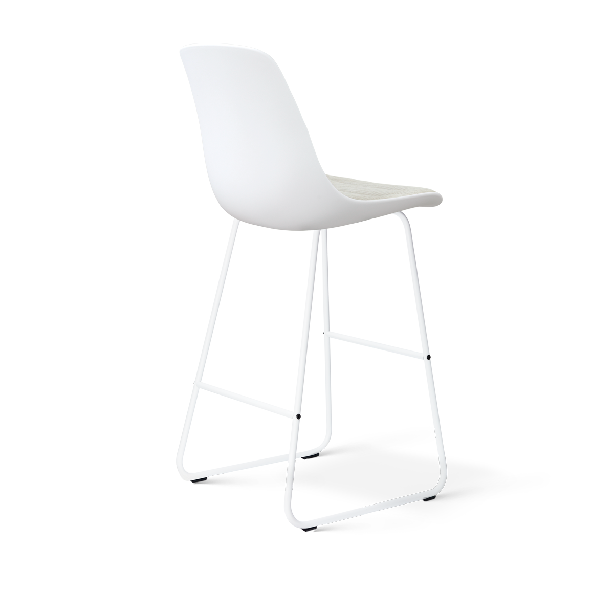 Nino-Liv barkruk wit met naturelbeige zitkussen - wit onderstel - 75 cm