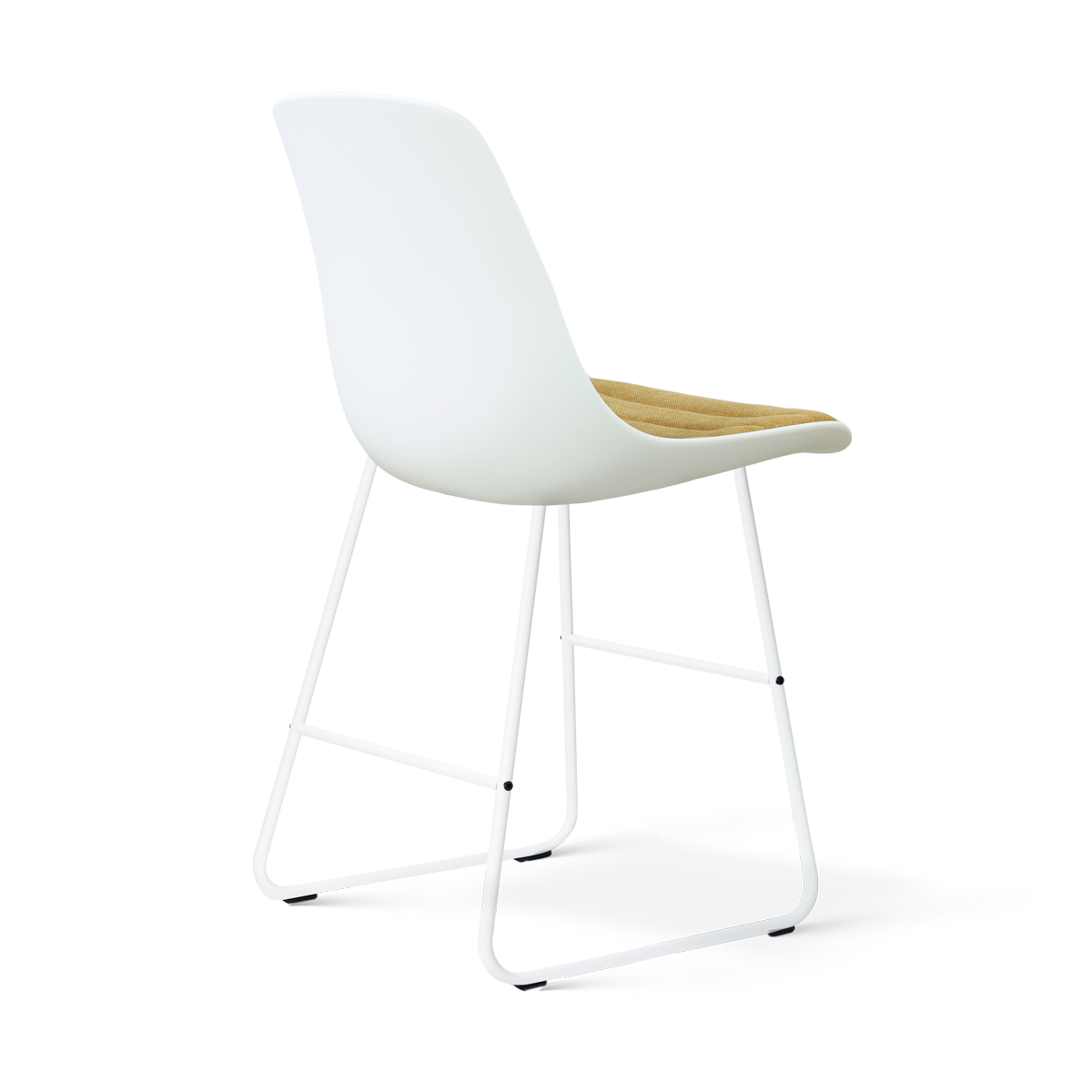 Nino-Liv barkruk wit met warm oker zitkussen - wit onderstel - 65 cm