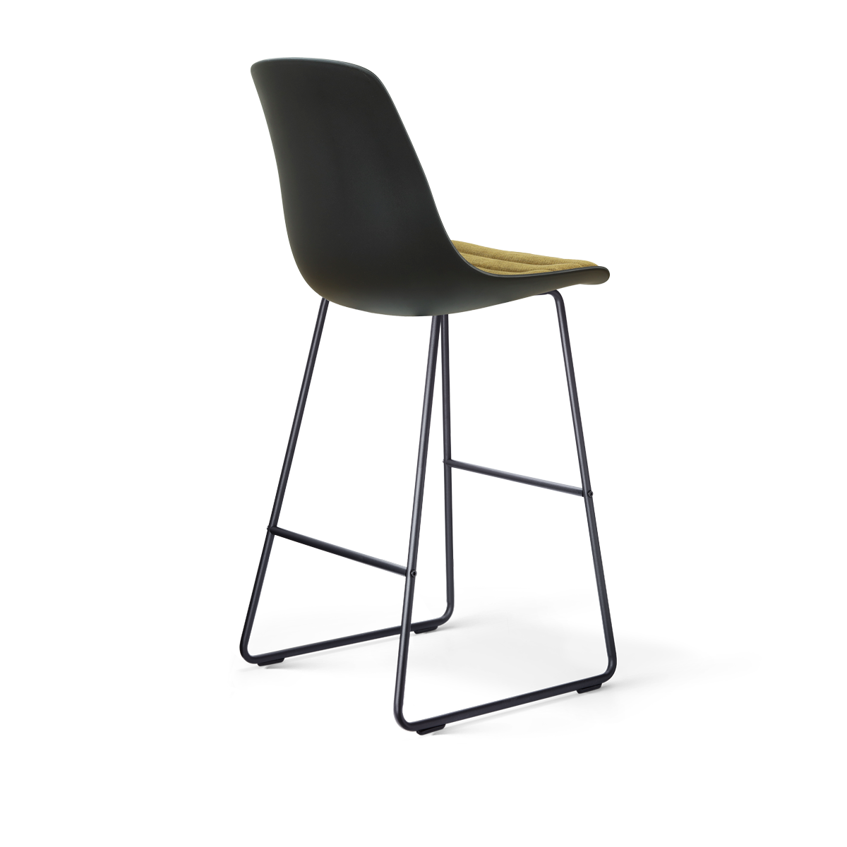 Nino-Liv barkruk zwart met mosgroen zitkussen - zwart onderstel - 75 cm