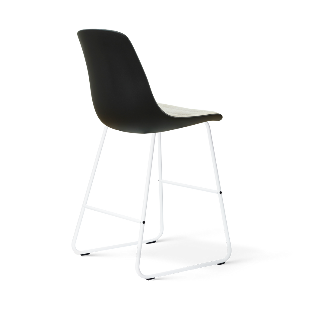 Nino-Liv barkruk zwart met naturelbeige zitkussen - wit onderstel - 65 cm