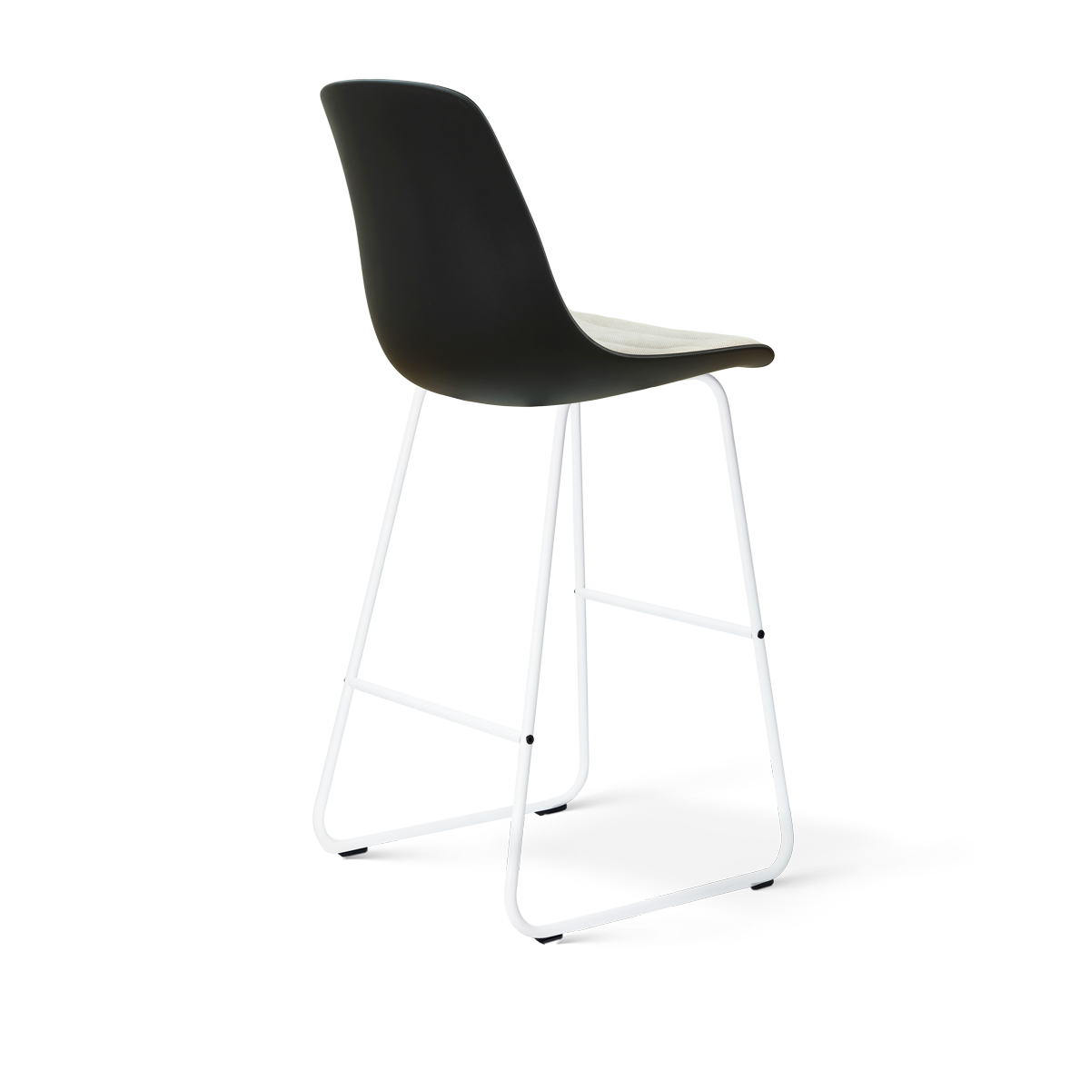Nino-Liv barkruk zwart met naturelbeige zitkussen - wit onderstel - 75 cm
