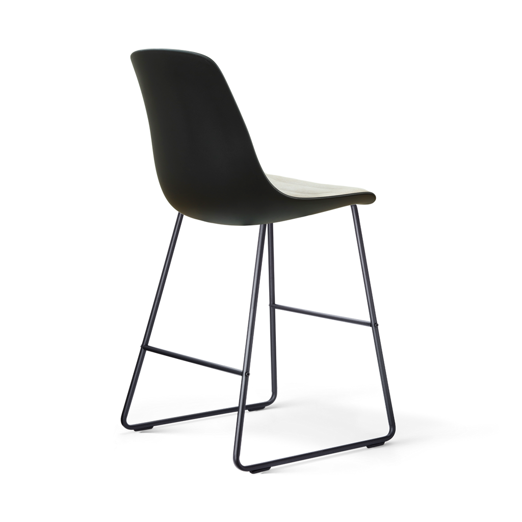 Nino-Liv barkruk zwart met naturelbeige zitkussen - zwart onderstel - 65 cm