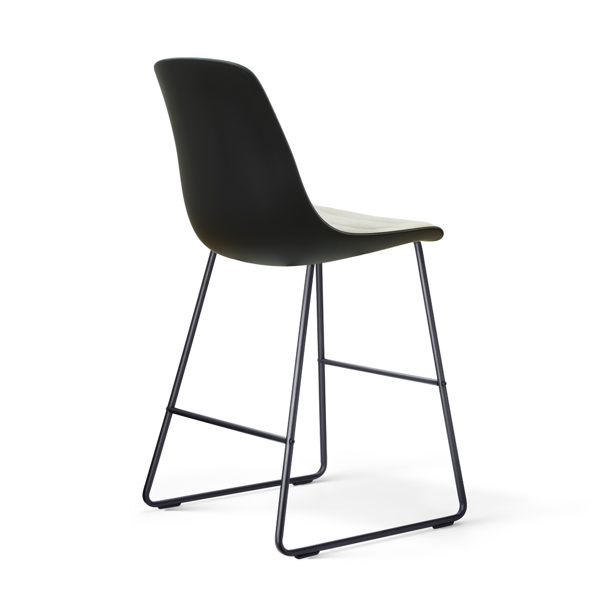Nino-Liv barkruk zwart met naturelbeige zitkussen - zwart onderstel - 65 cm