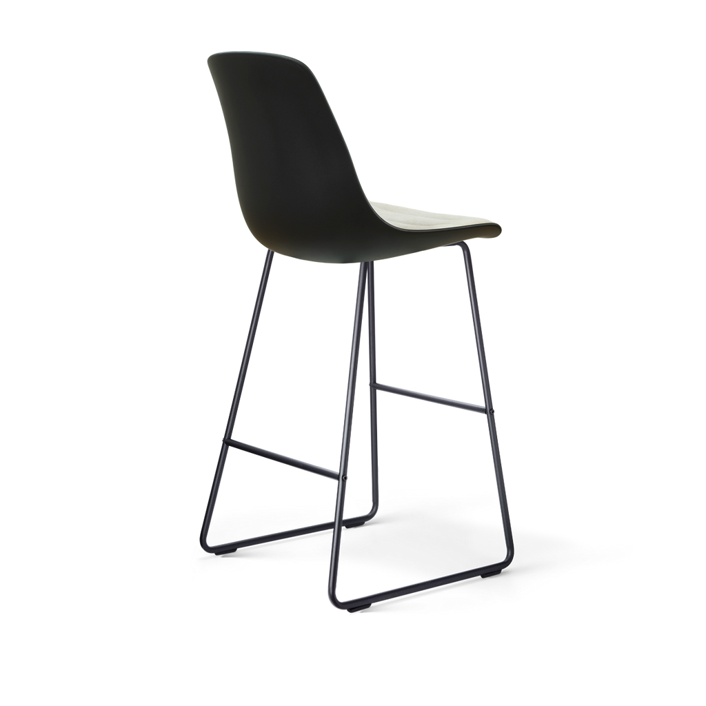 Nino-Liv barkruk zwart met naturelbeige zitkussen - zwart onderstel - 75 cm