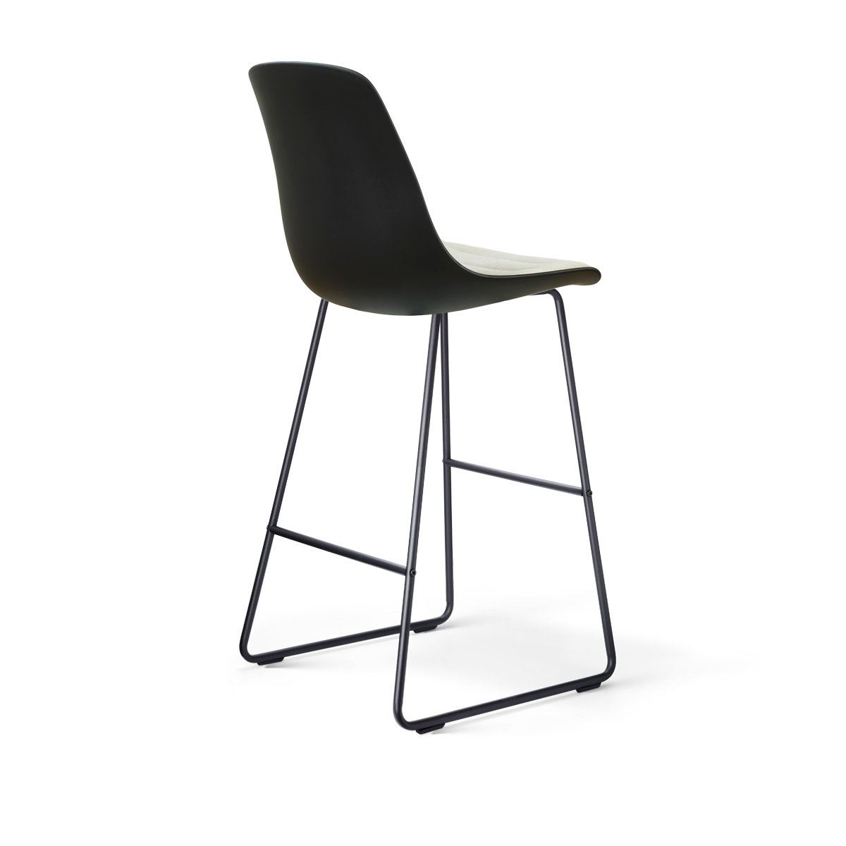 Nino-Liv barkruk zwart met naturelbeige zitkussen - zwart onderstel - 75 cm
