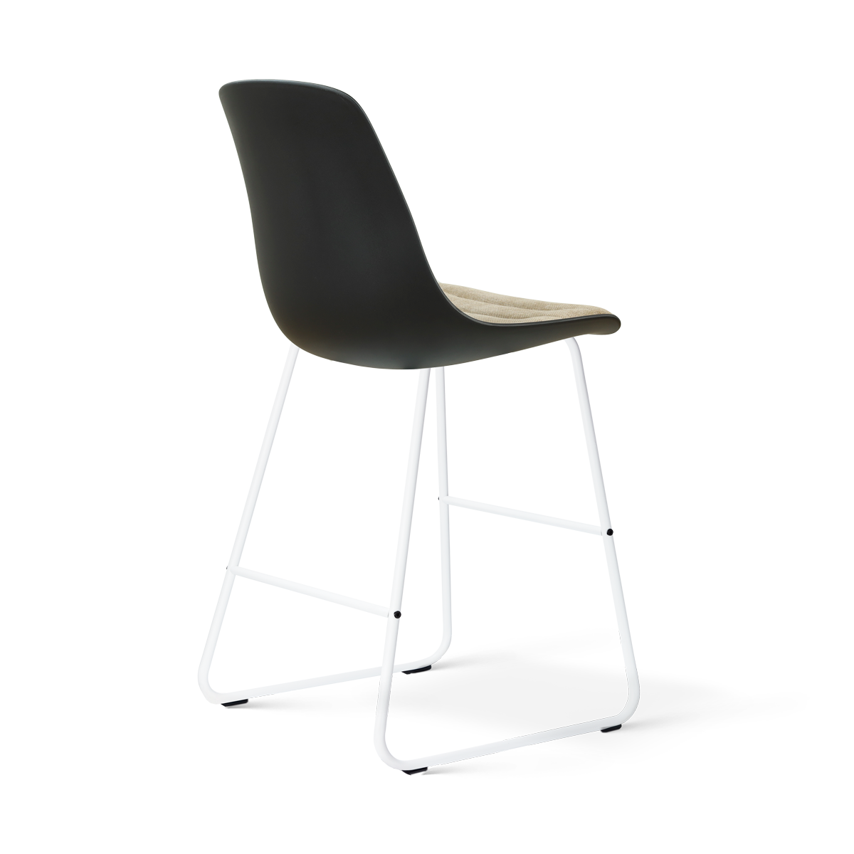Nino-Liv barkruk zwart met nougatbruin zitkussen - wit onderstel - 65 cm