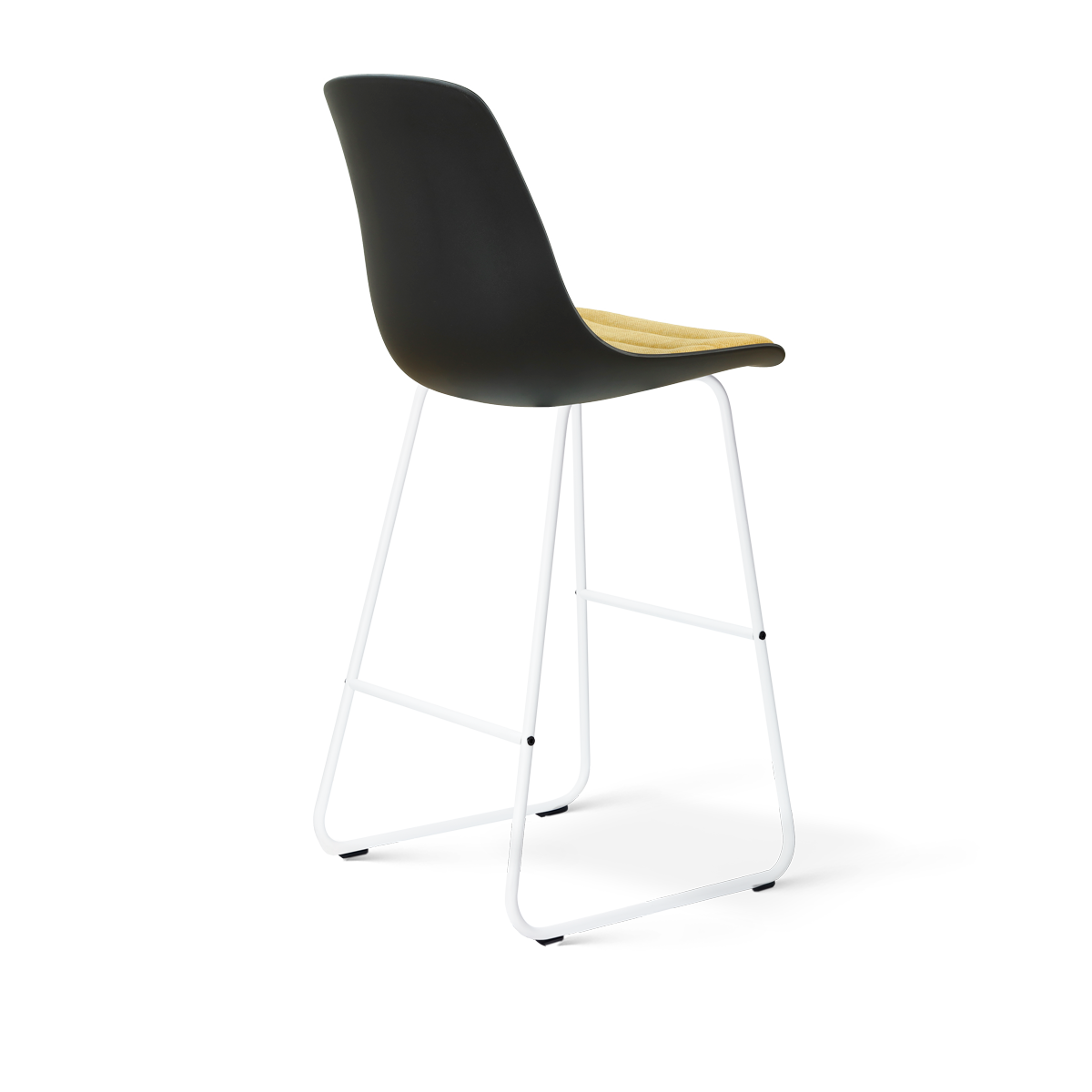 Nino-Liv barkruk zwart met warm oker zitkussen - wit onderstel - 75 cm