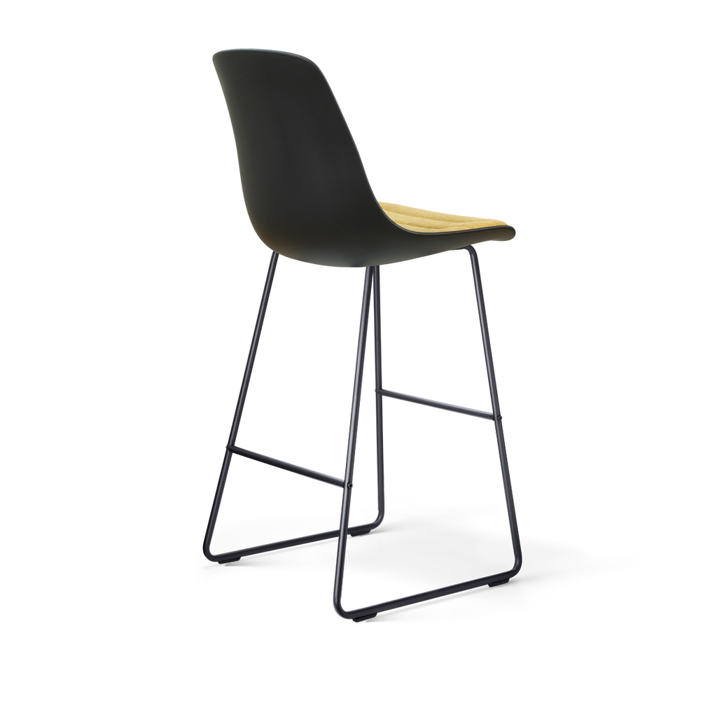 Nino-Liv barkruk zwart met warm oker zitkussen - zwart onderstel - 75 cm