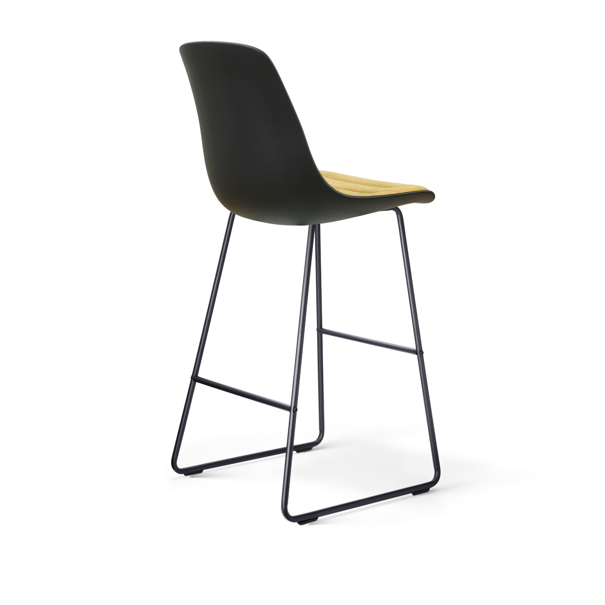 Nino-Liv barkruk zwart met warm oker zitkussen - zwart onderstel - 75 cm
