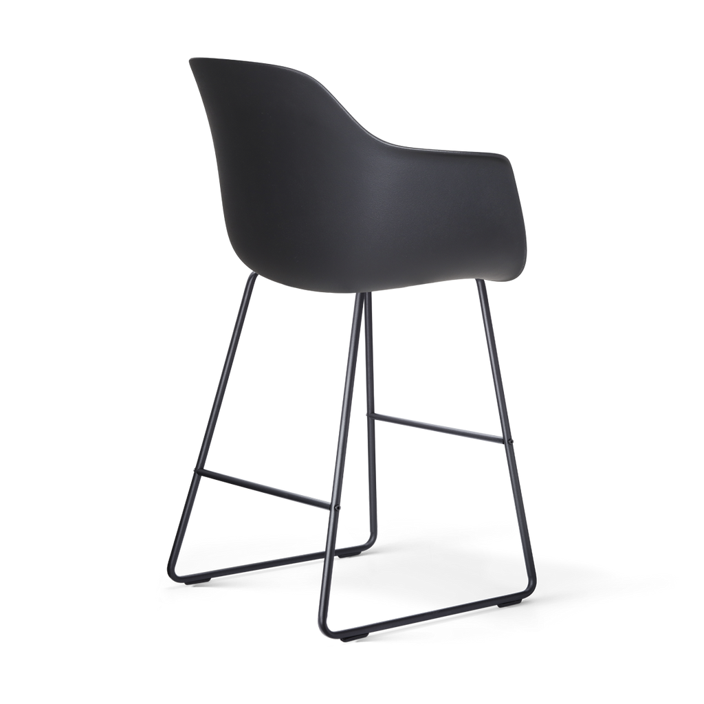 Nino-Liz barkruk zwart met naturelbeige zitkussen - zwart onderstel - 65 cm