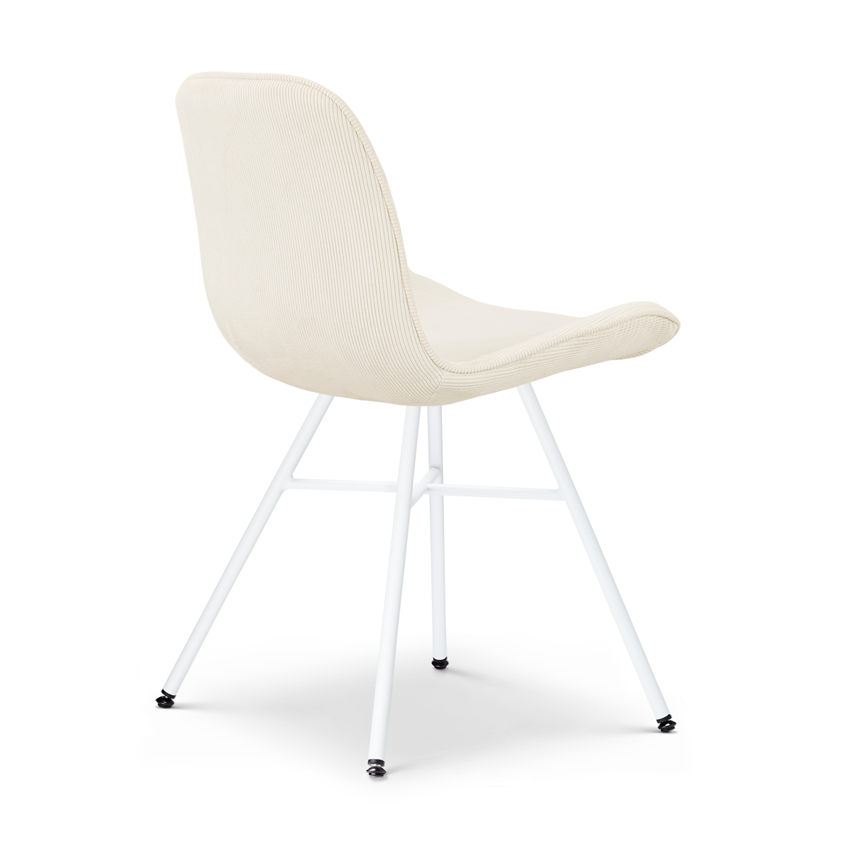 Noa-Fé eetkamerstoel rib beige - wit onderstel