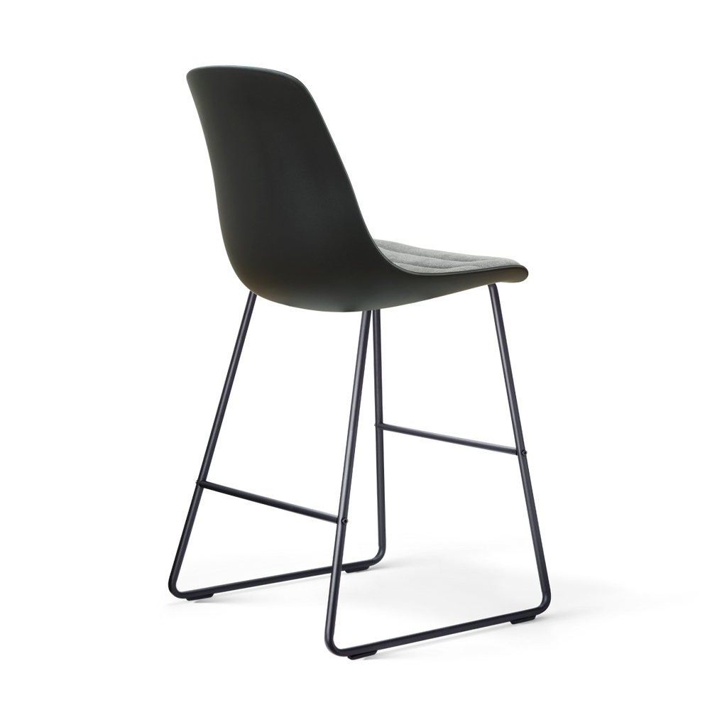 Nino-Liv barkruk zwart met zeegrijs zitkussen - zwart onderstel - 65 cm