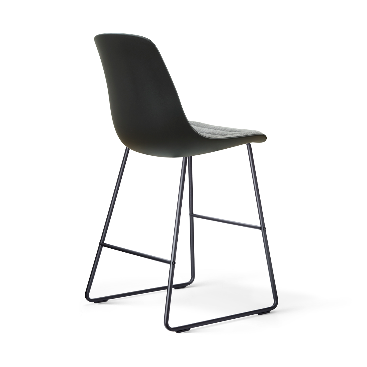Nino-Liv barkruk zwart met zeegrijs zitkussen - zwart onderstel - 65 cm
