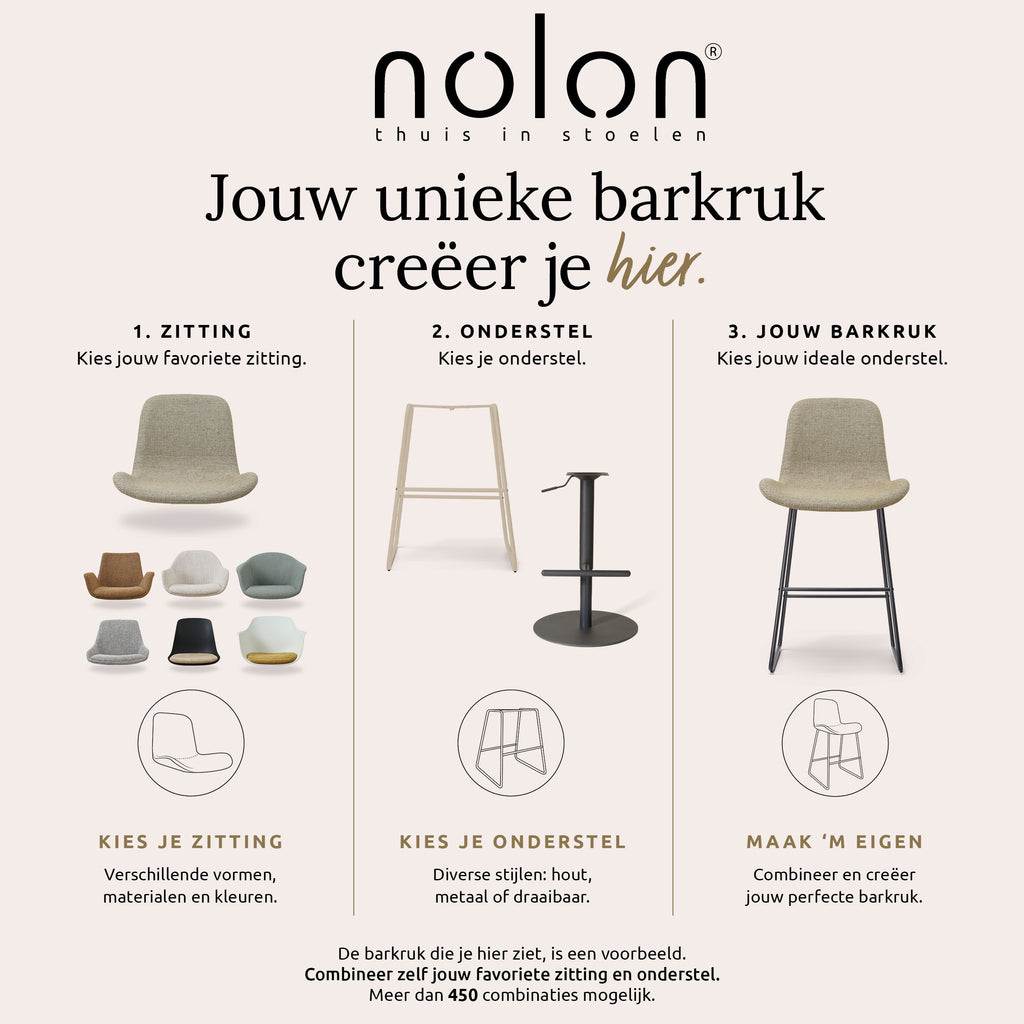Nino-Fé barkruk cottonbeige - wit onderstel - 75 cm