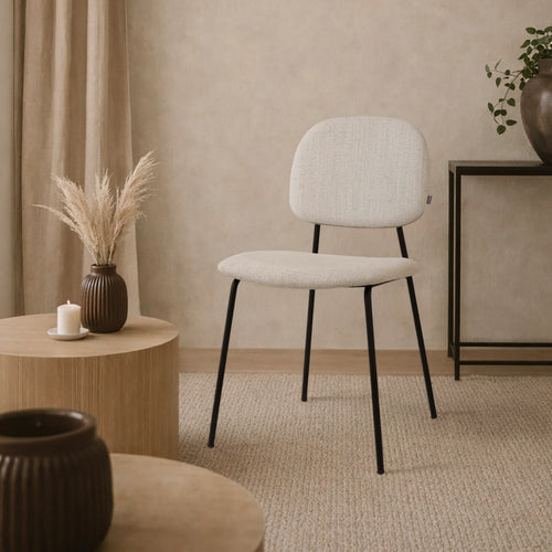 Jasmijn eetkamerstoel beige melange - zwart onderstel