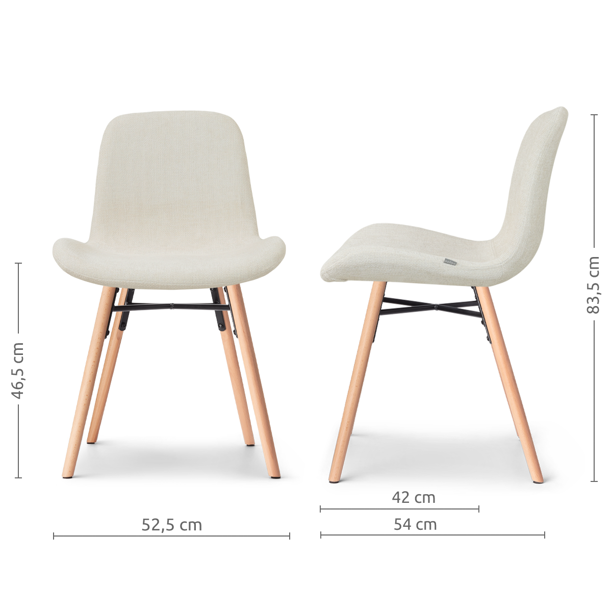 Nena-Fé eetkamerstoel cottonbeige - houten onderstel