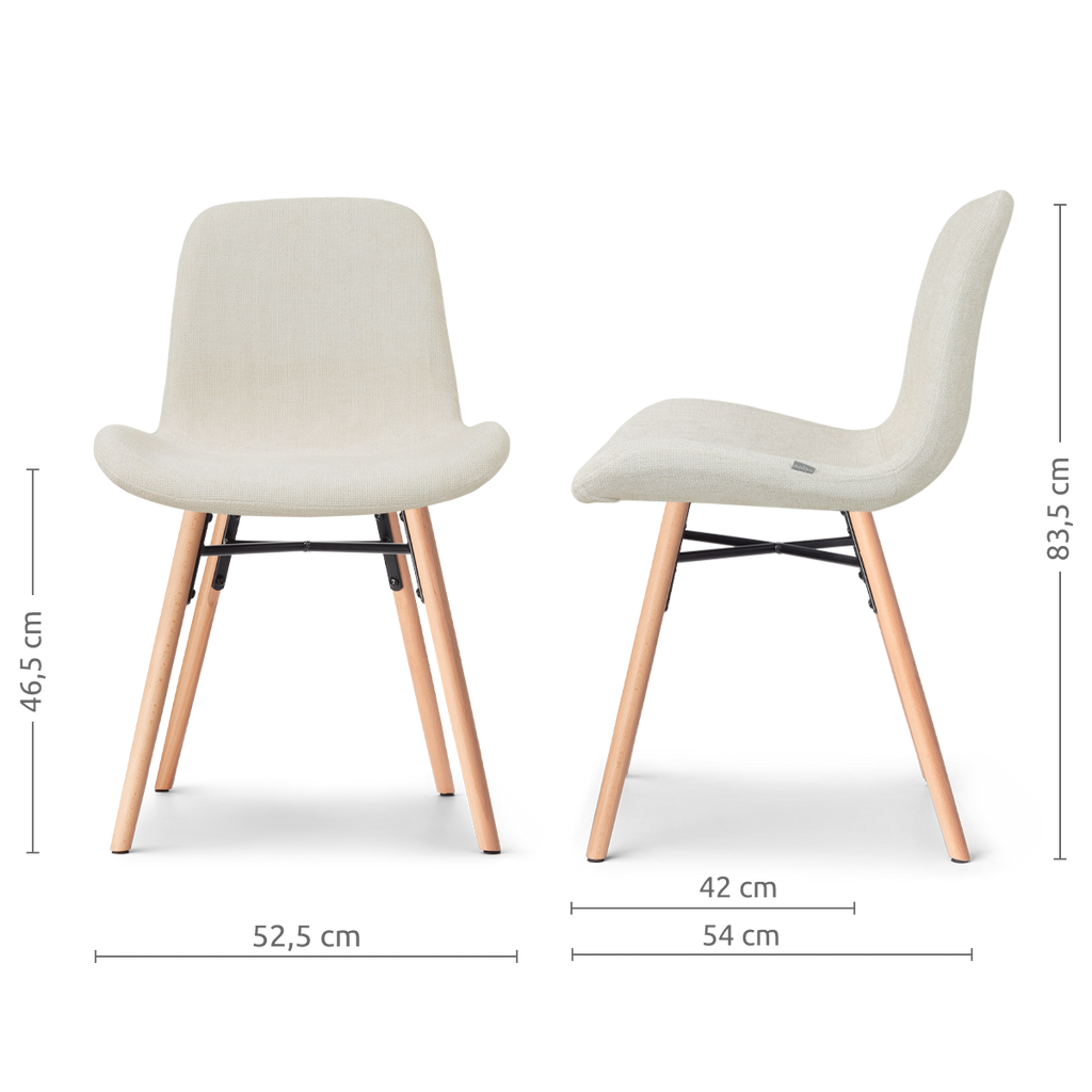 Nena-Fé eetkamerstoel cottonbeige - houten onderstel