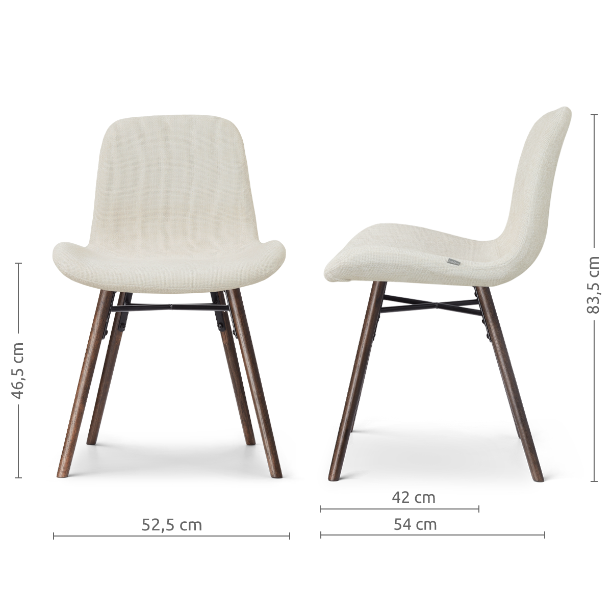 Nena-Fé eetkamerstoel cottonbeige - walnoot houten onderstel