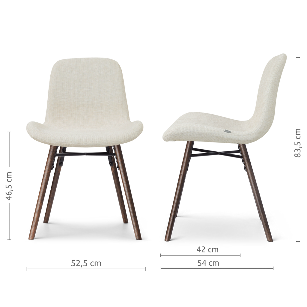 Nena-Fé eetkamerstoel cottonbeige - walnoot houten onderstel