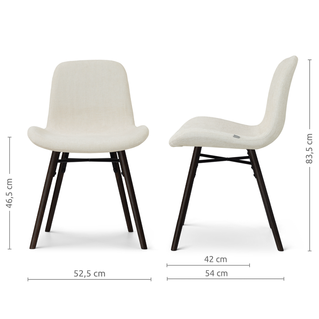 Nena-Fé eetkamerstoel cottonbeige - zwart houten onderstel