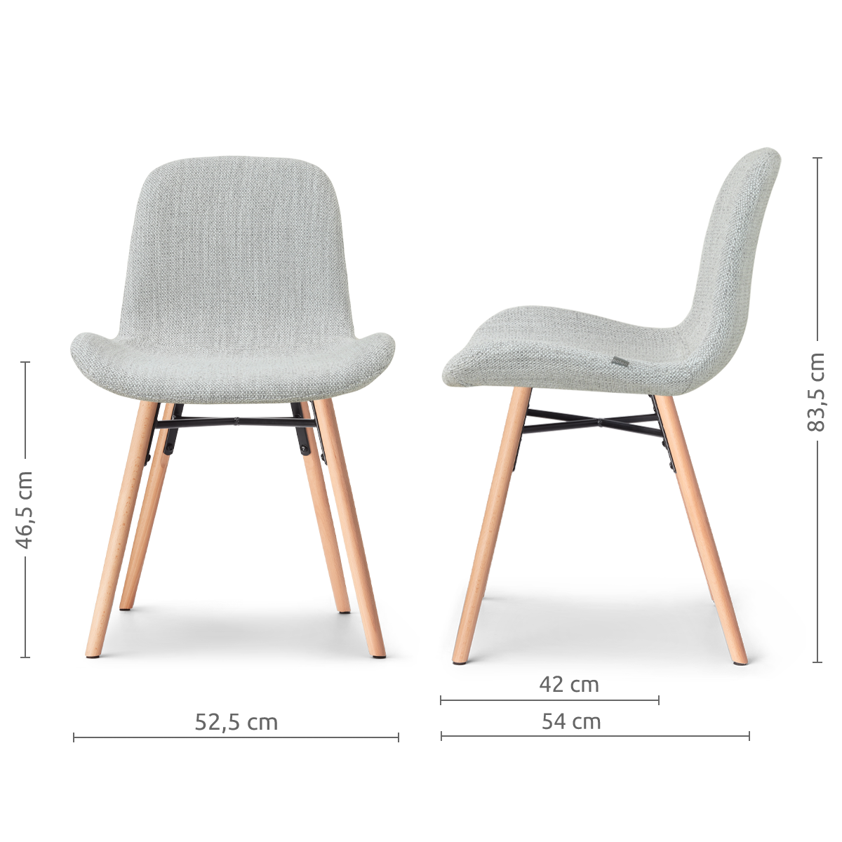 Nena-Fé eetkamerstoel grijs melange - houten onderstel