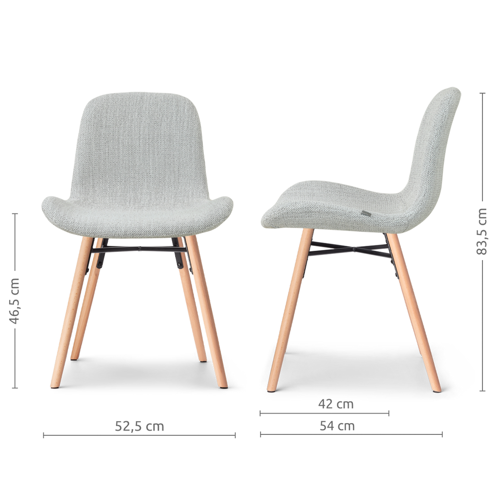Nena-Fé eetkamerstoel grijs melange - houten onderstel