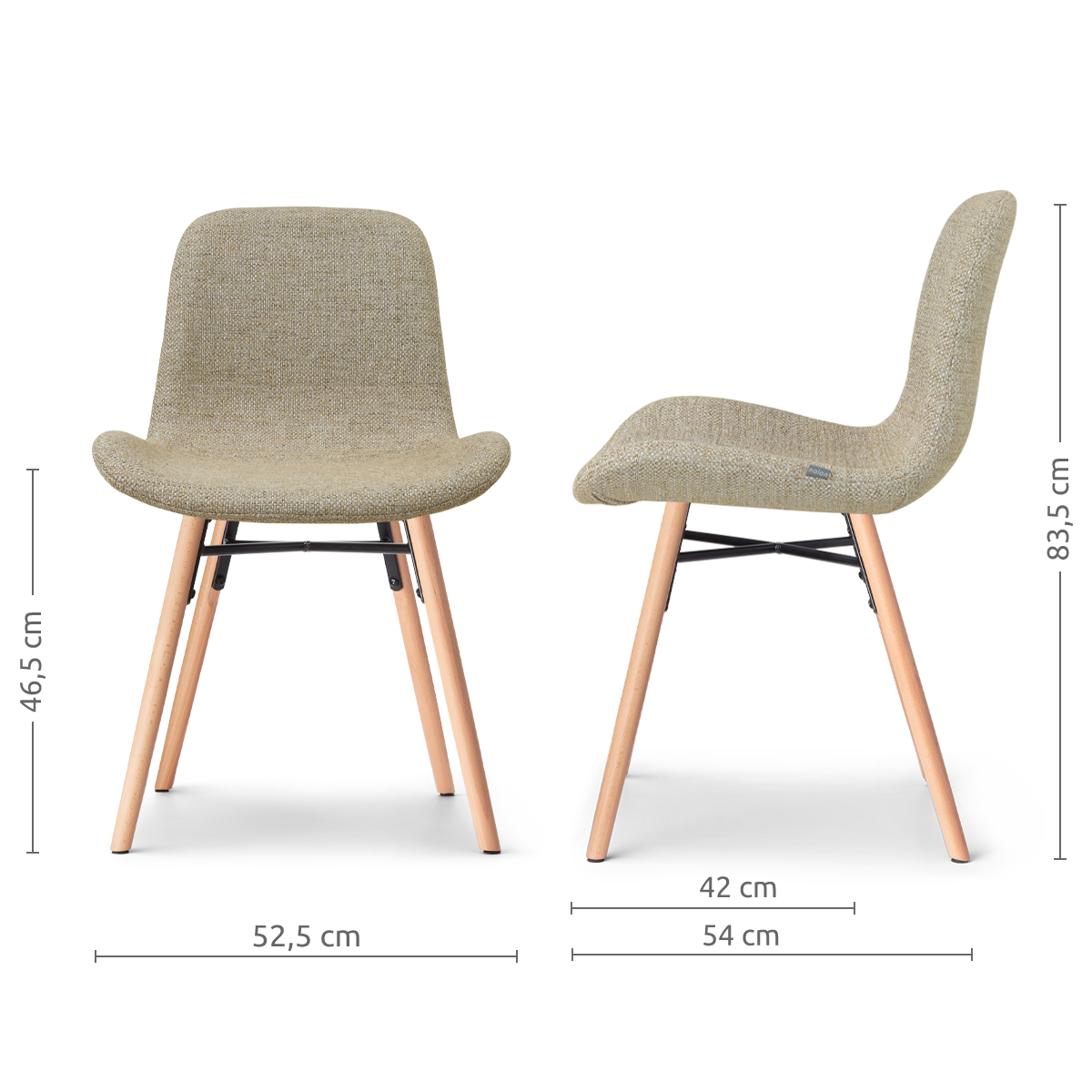 Nena-Fé eetkamerstoel taupe melange - houten onderstel