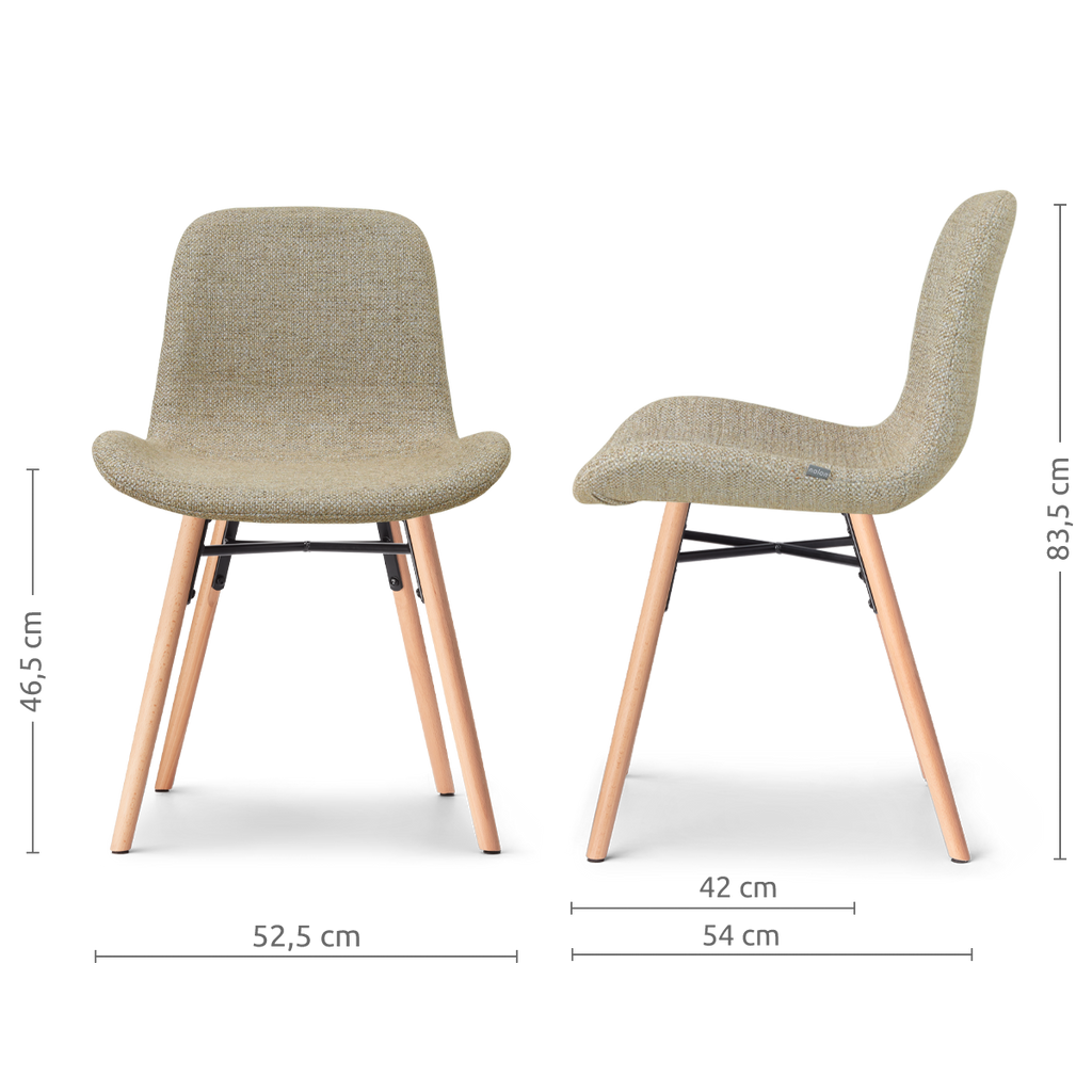 Nena-Fé eetkamerstoel taupe melange - houten onderstel