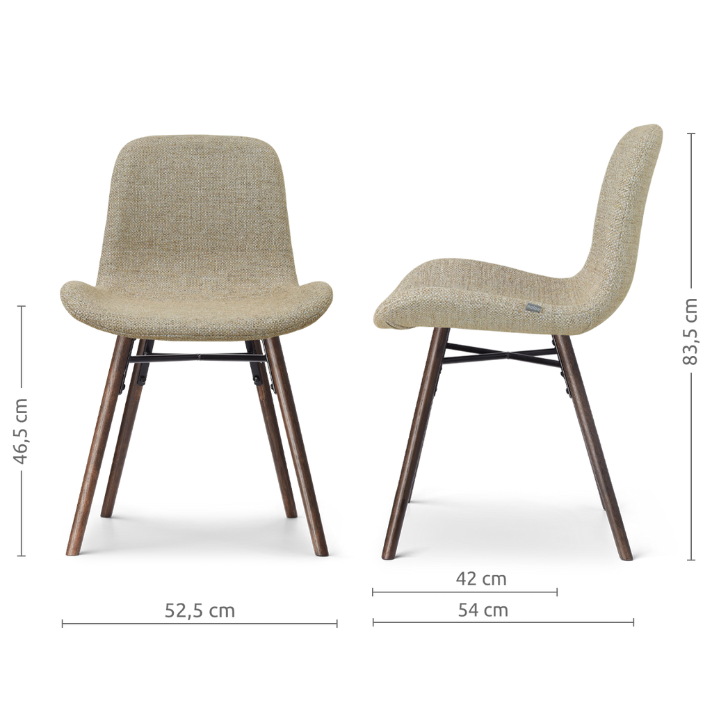 Nena-Fé eetkamerstoel taupe melange - walnoot houten onderstel