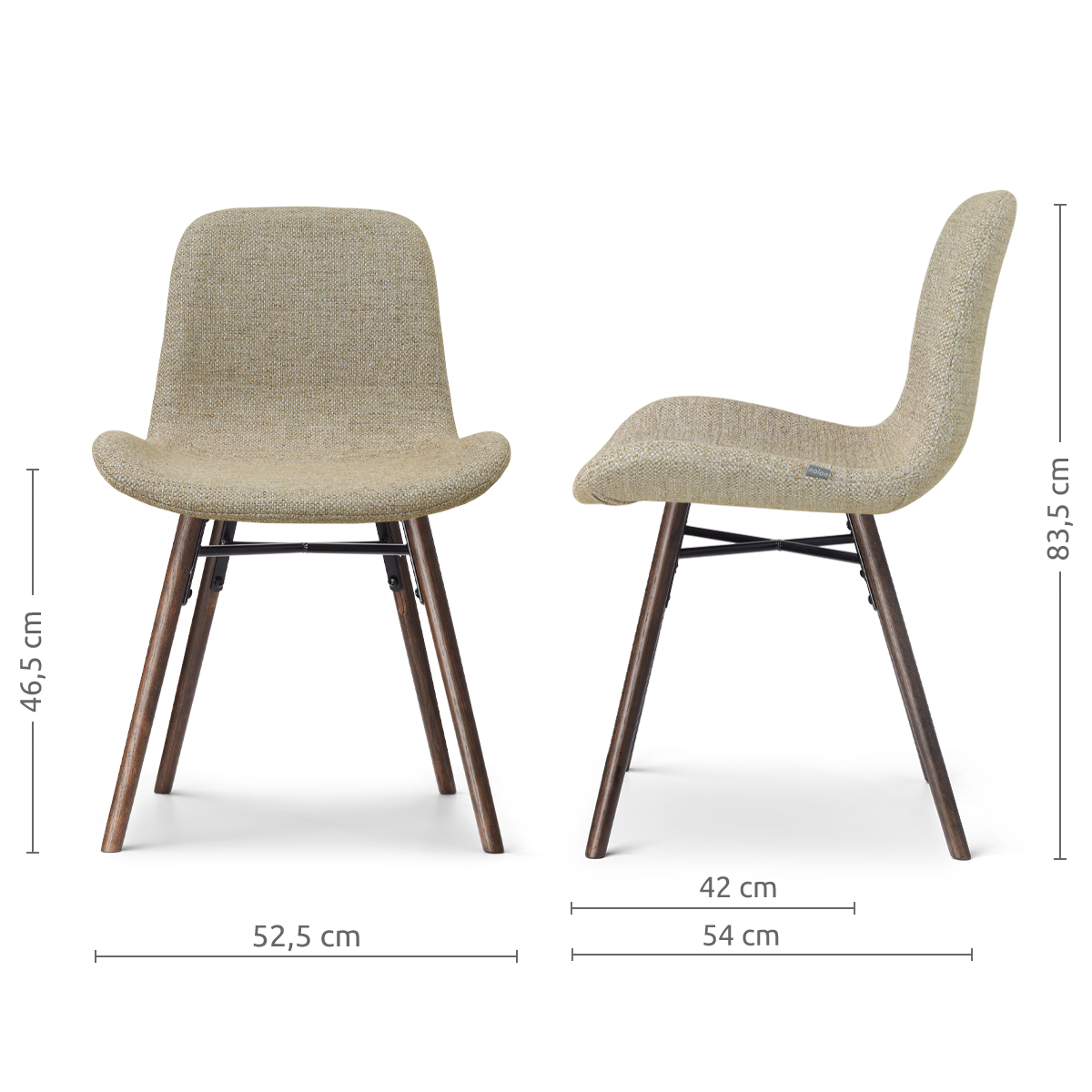 Nena-Fé eetkamerstoel taupe melange - walnoot houten onderstel